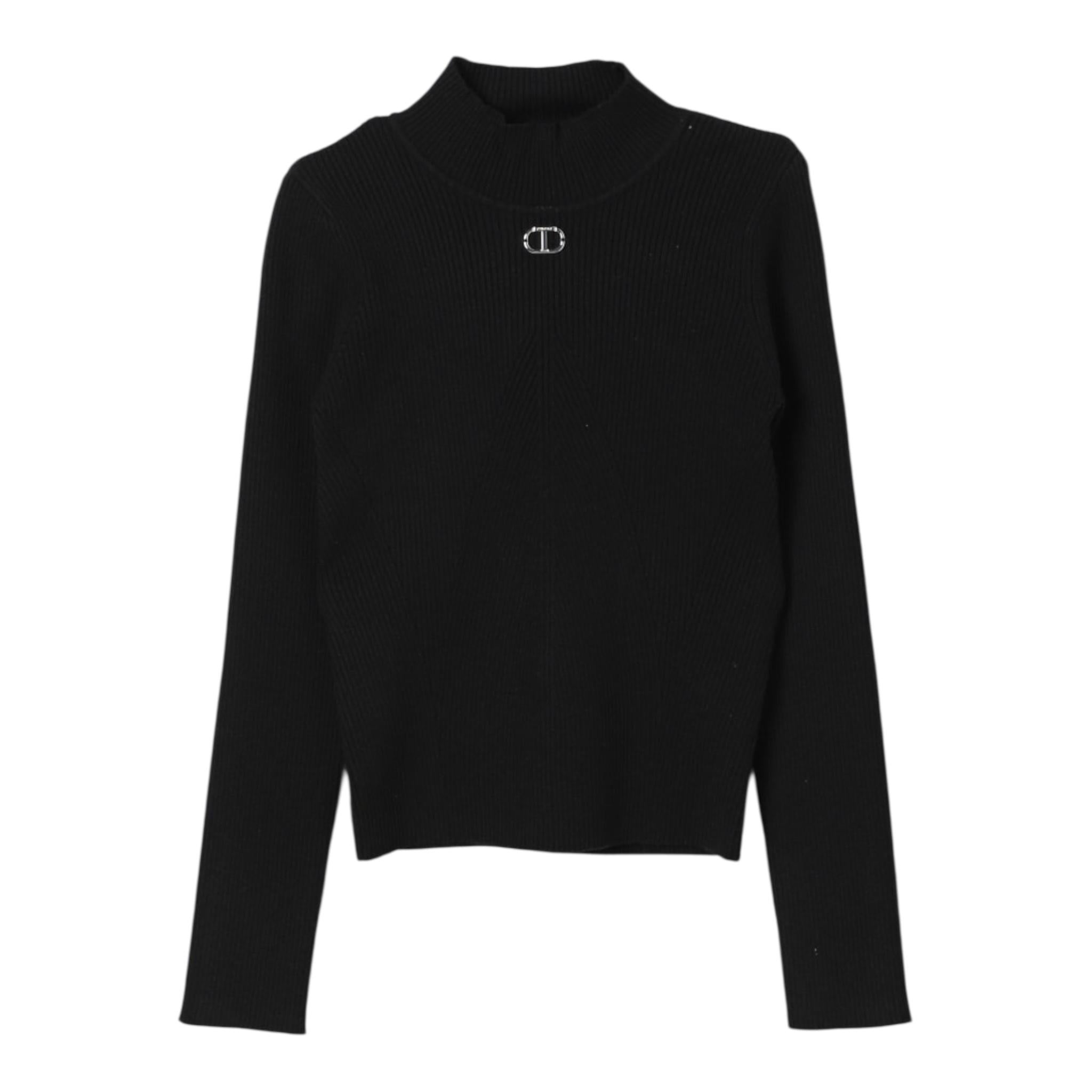 TWINSET maglia mezzo collo tinta unita a costine Nero per Bambina 242GJ3190 NERO TWINSET 