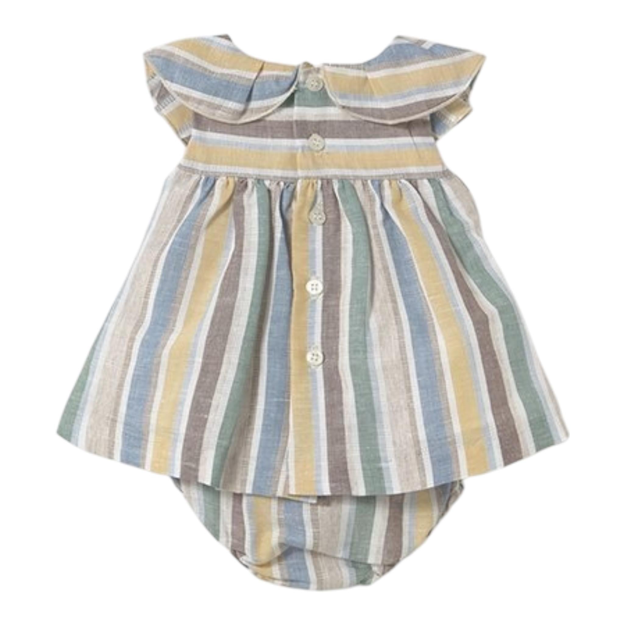 Mayoral Set Abito-Coulotte con Fantasia A Righe per Neonata 1855 BIANCO MAYORAL 