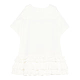 Dou Dou Abito Tinta Unita Mezza Manica con Balze per Bambina DW1A61X BIANCO DOU DOU 