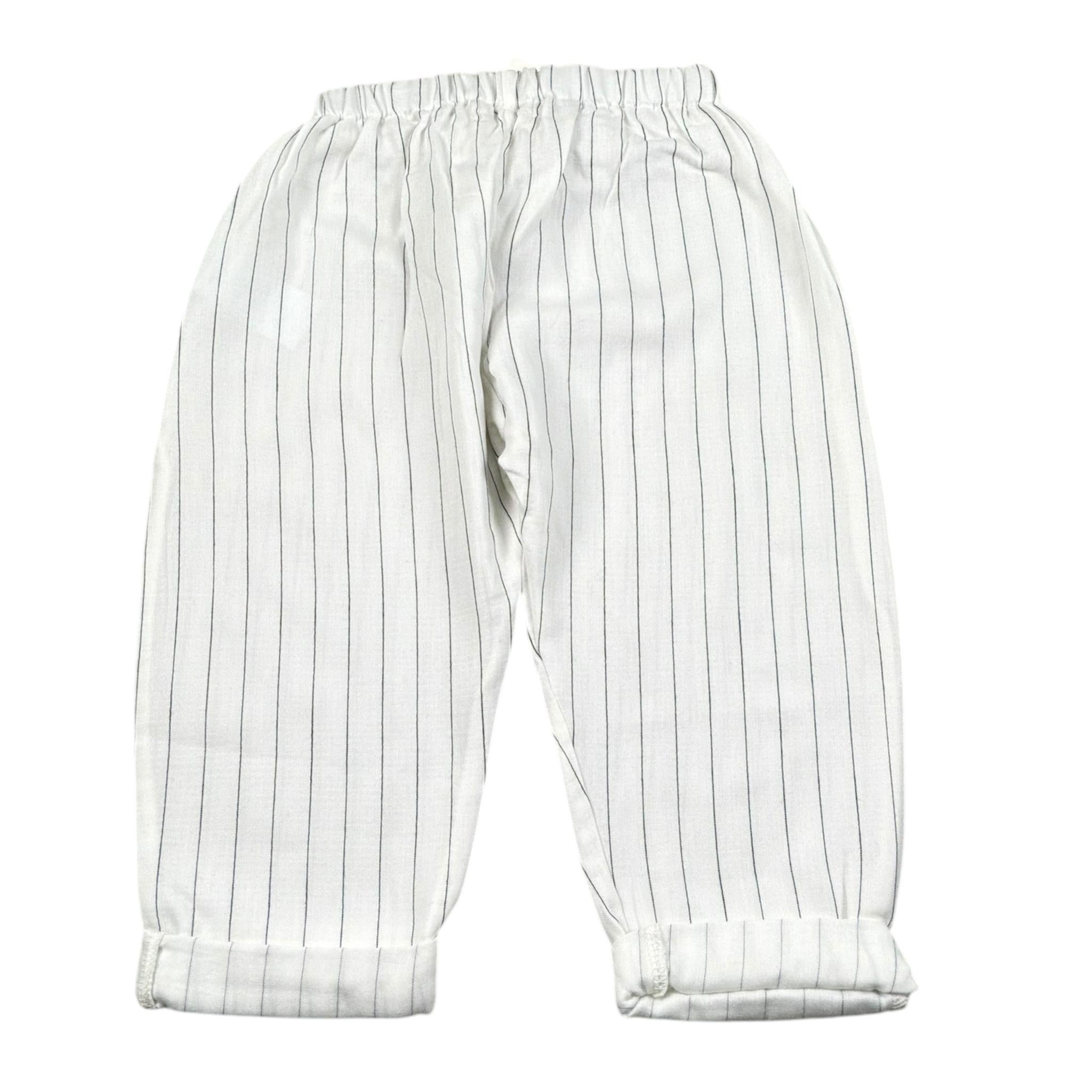 Petit Indi Pantalone Tinta Unita con Fantasia A Righe per Neonato SS25BK8225X BIANCO PETIT INDI 