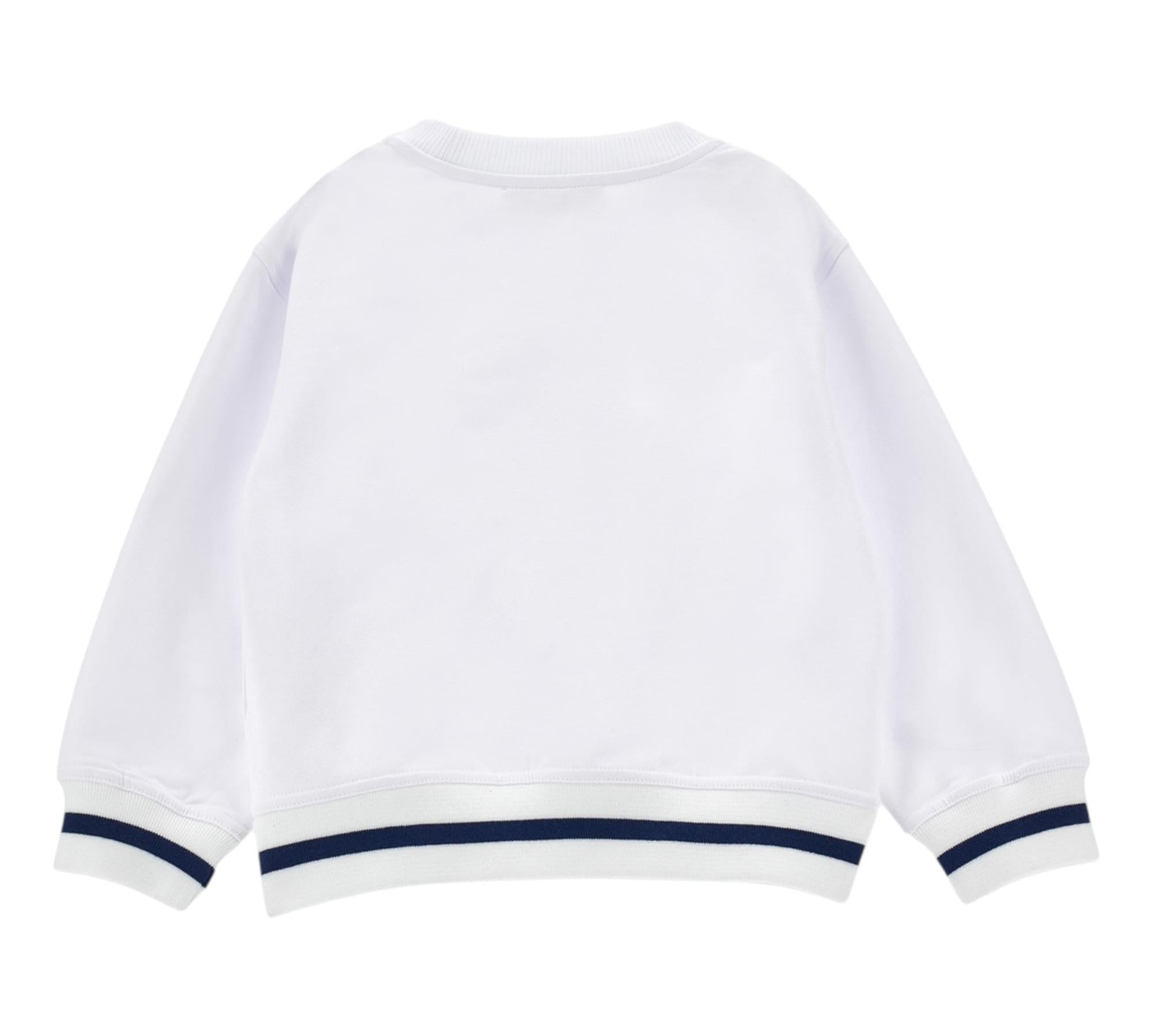 Monnalisa Felpa Chiusa Girocollo Tinta Unita con Stampa per Bambina 19E614 BIANCO MONNALISA 