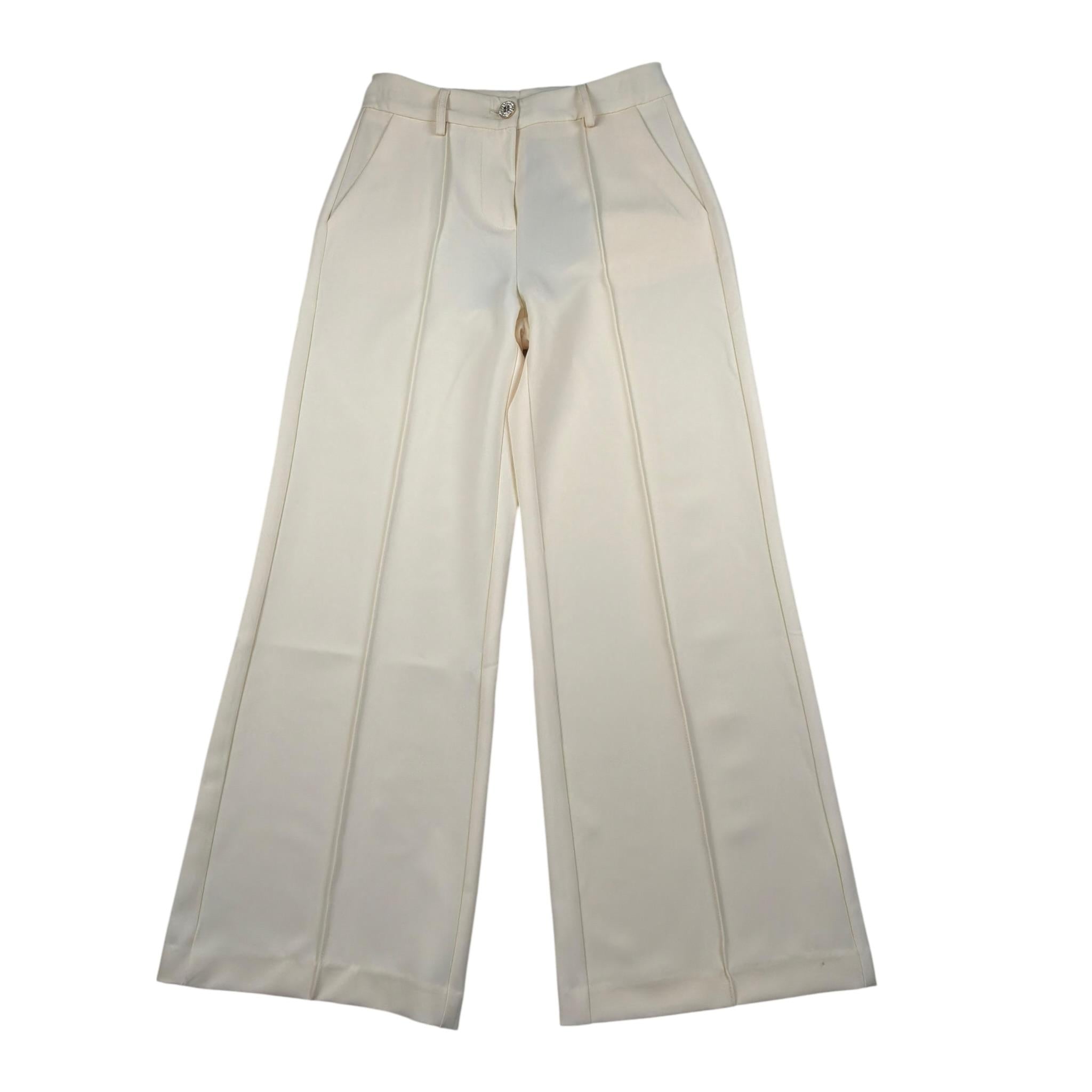 Fun & Fun Pantalone Tinta Unita Mdello Palazzo per Bambina FCJPT01128 PANNA FUN & FUN 