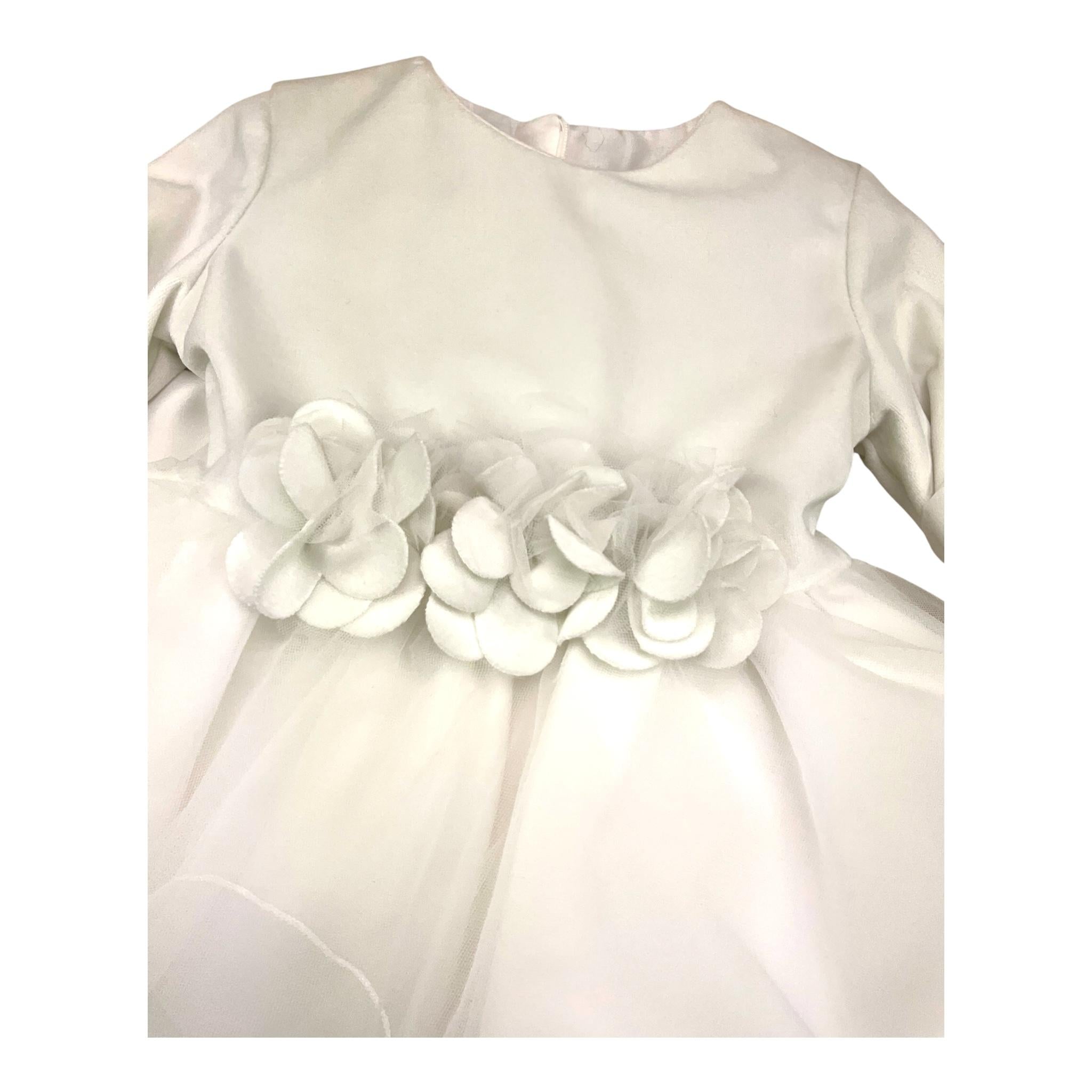 ALLEGRA  abito manica 3/4 tinta unita con fiocco Bianco per Neonata A1399A BIANCO ALLEGRA 