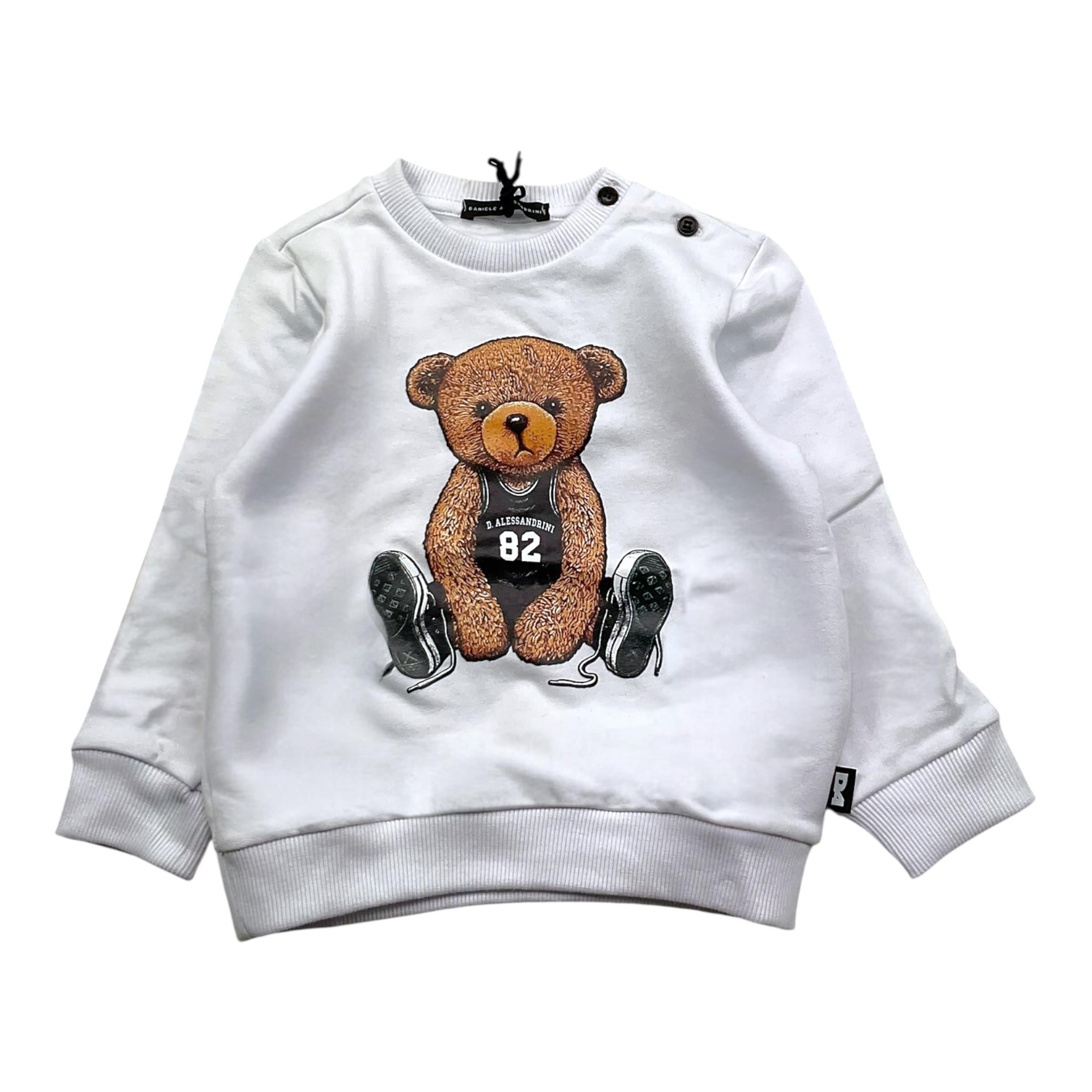 DANIELE ALESSANDRINI felpa girocollo tinta unita con stampa Bianco per Neonato 1291F00032XX BIANCO DANIELE ALESSANDRINI 