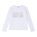 Patrizia Pepe Shirt Girocollo Tinta Unita con Brillantini per Bambina 7M0828 BIANCO PATRIZIA PEPE 