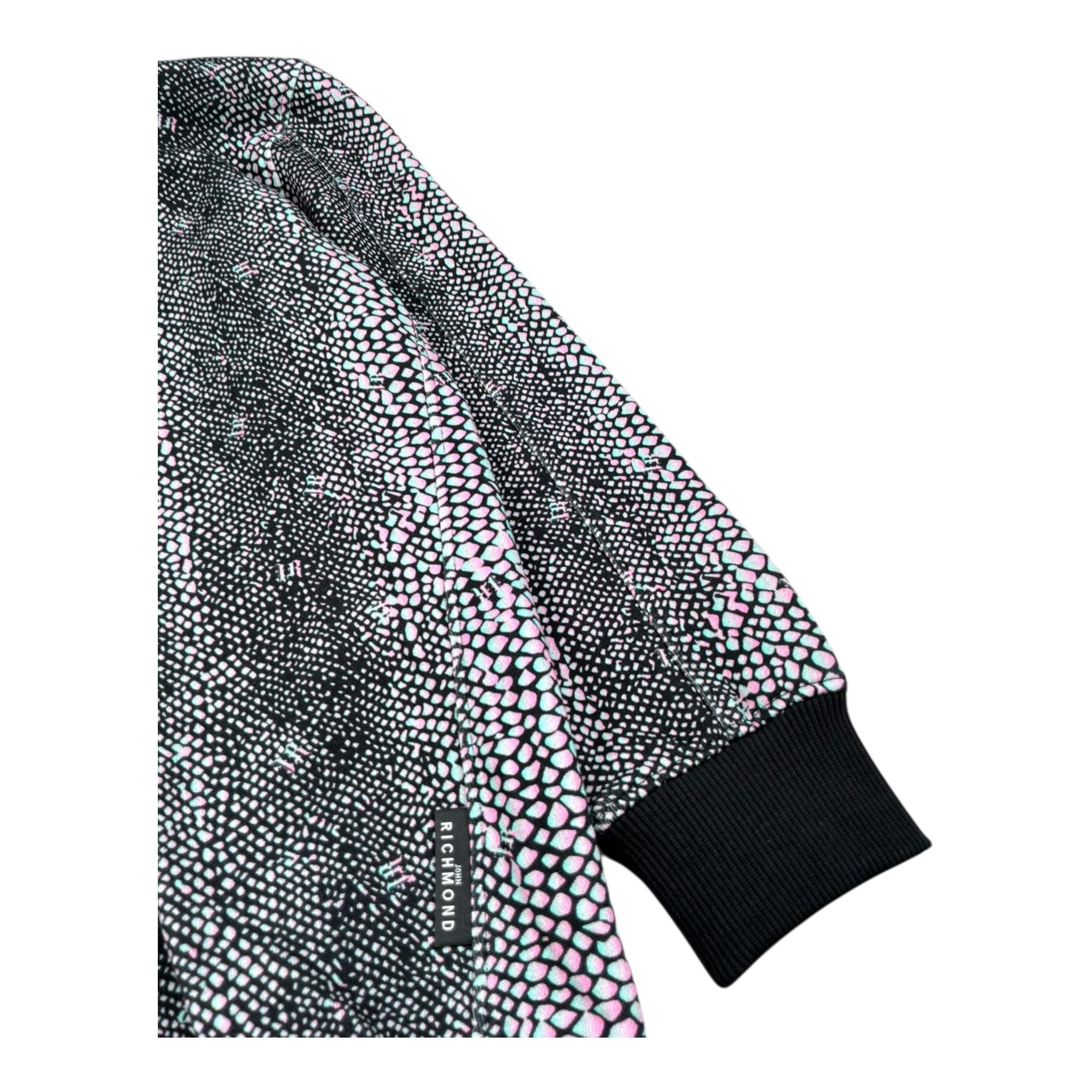 John Richmond Felpa Tinta Unita con Microfantasia E Cappuccio per Bambina RGP26165FE NERO JOHN RICHMOND 