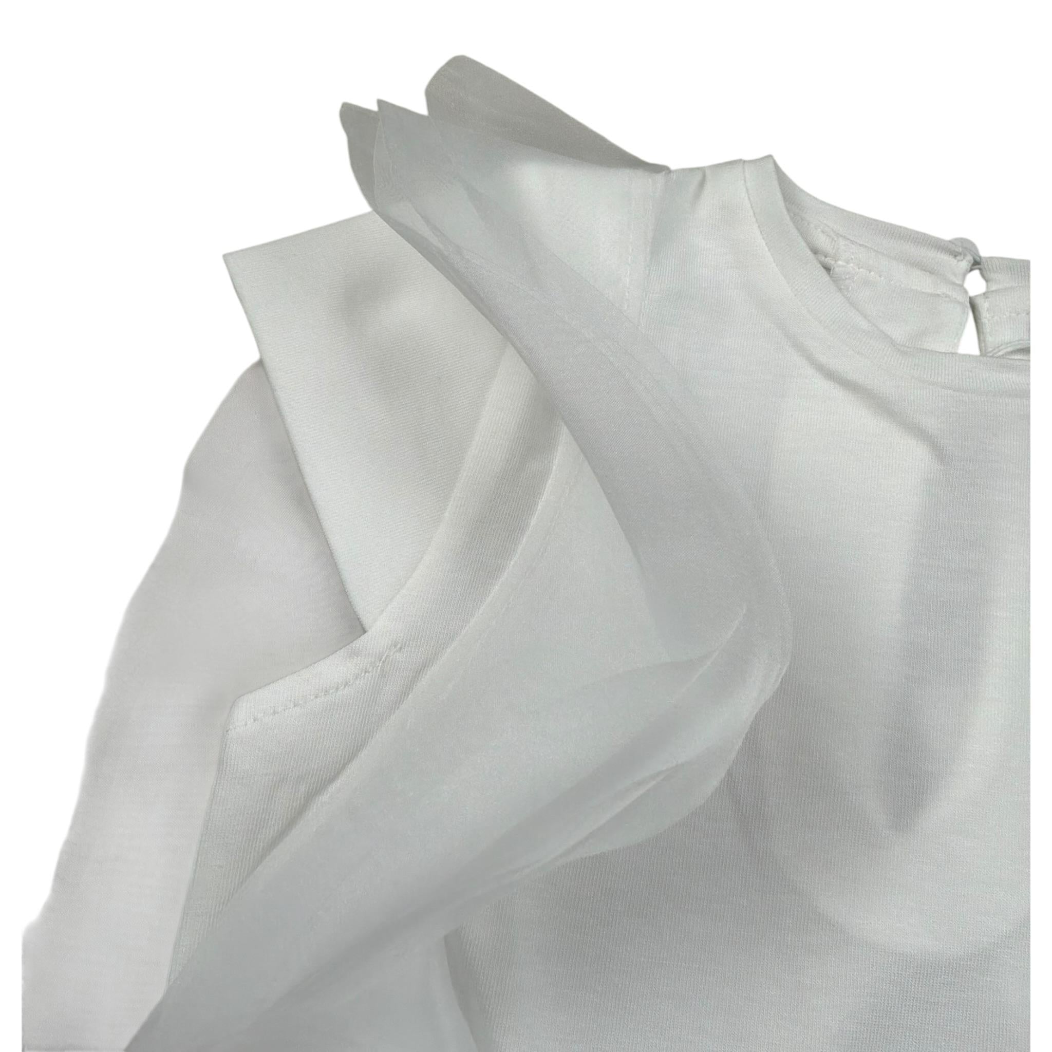 M+E' T-Shirt Girocollo Tinta Unita con Tulle per Neonata UE1768NX BIANCO M+E' 