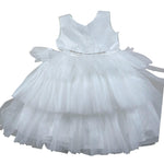 Bella Brilli Abito Cerimonia Tinta Unita con Tulle per Bambina 22 BIANCO BELLA BRILLI 