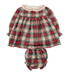 VALENTINA BEBES abito tinta unita fantasia scozzese con coulotte Rosso per Neonata MAR92N ROSSO VALENTINA BEBES 