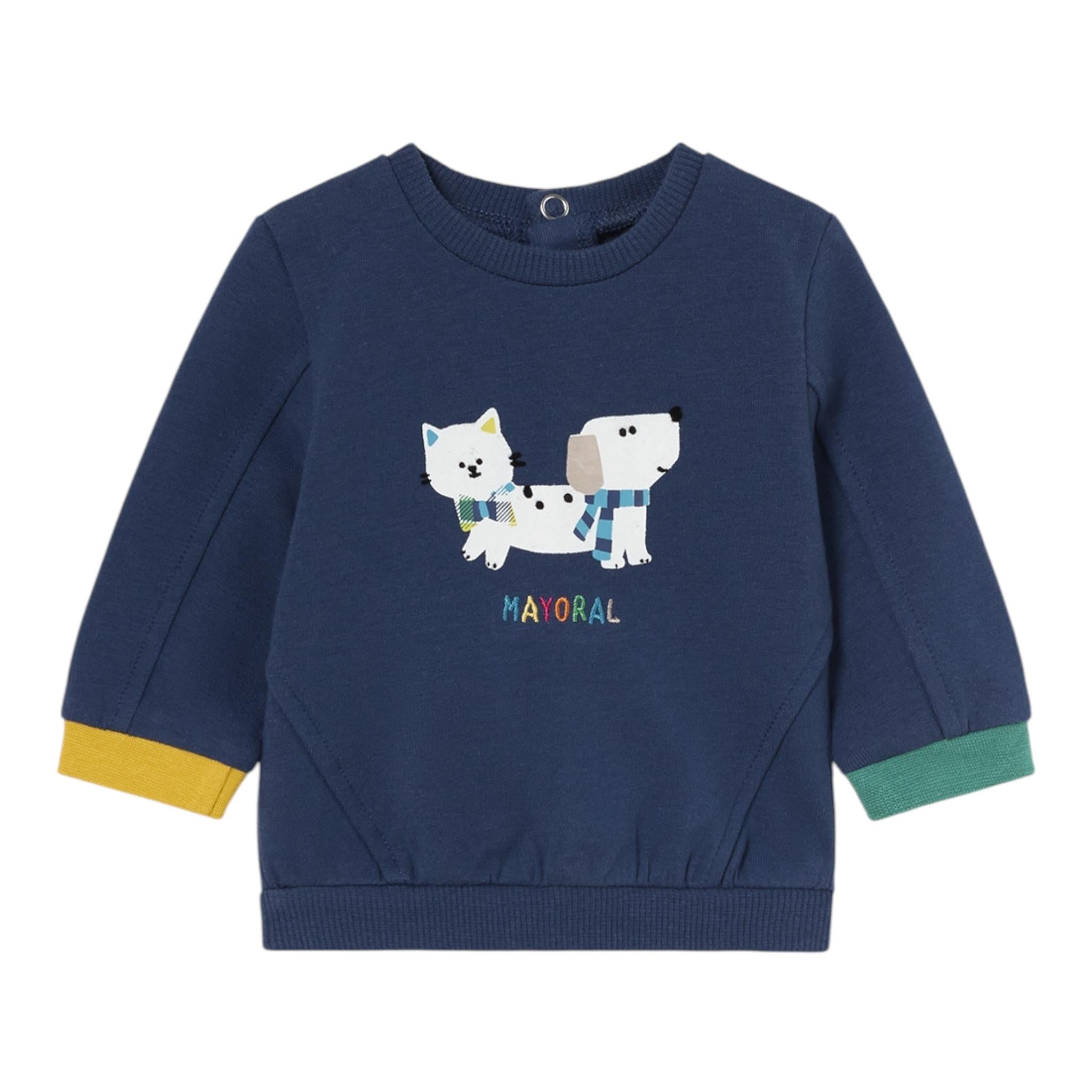 MAYORAL felpa girocollo tinta unita con stampa Blu per Neonato 2455 BLU MAYORAL 