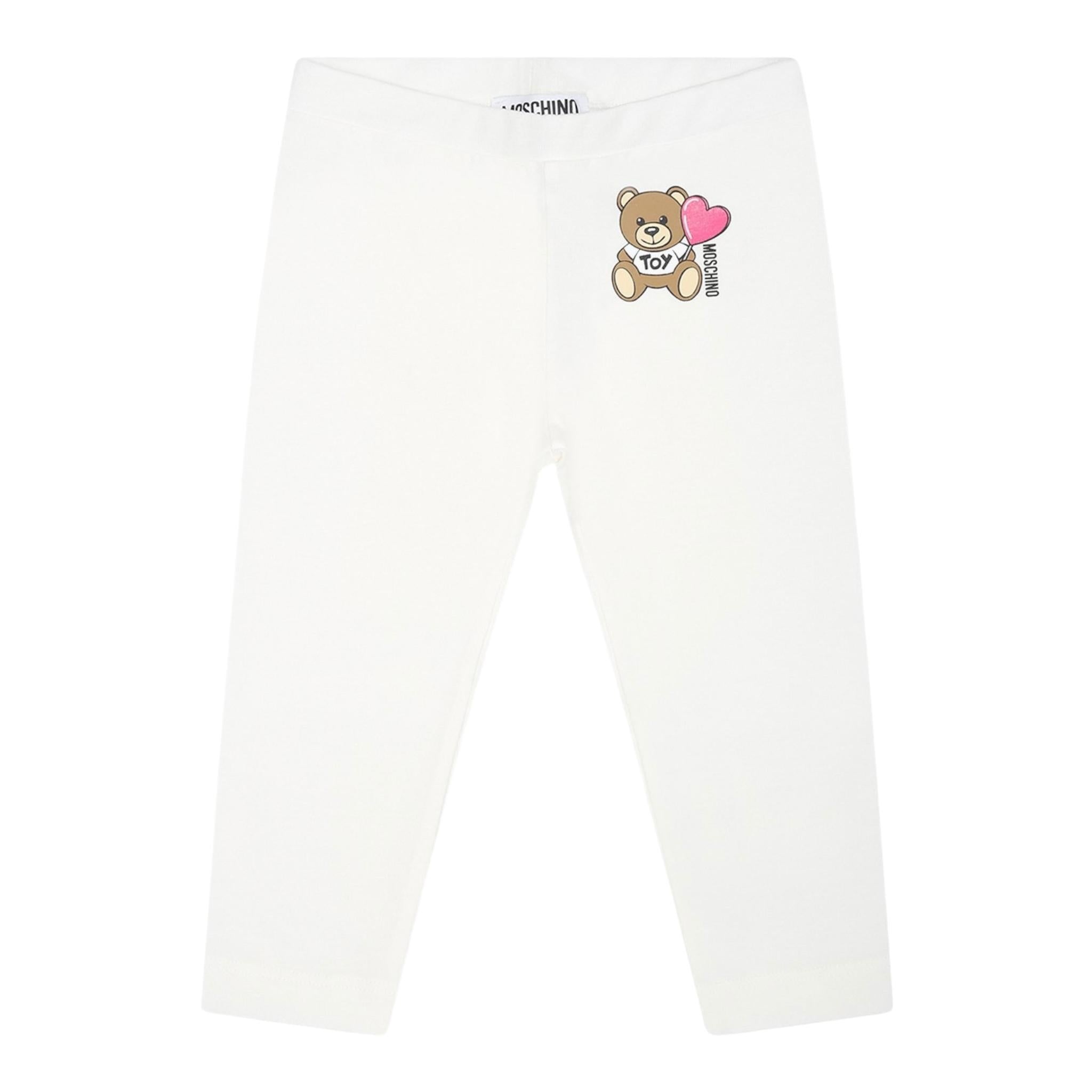 Moschino Leggins Tinta Unita con Stampa per Neonata MEP032L BIANCO MOSCHINO 