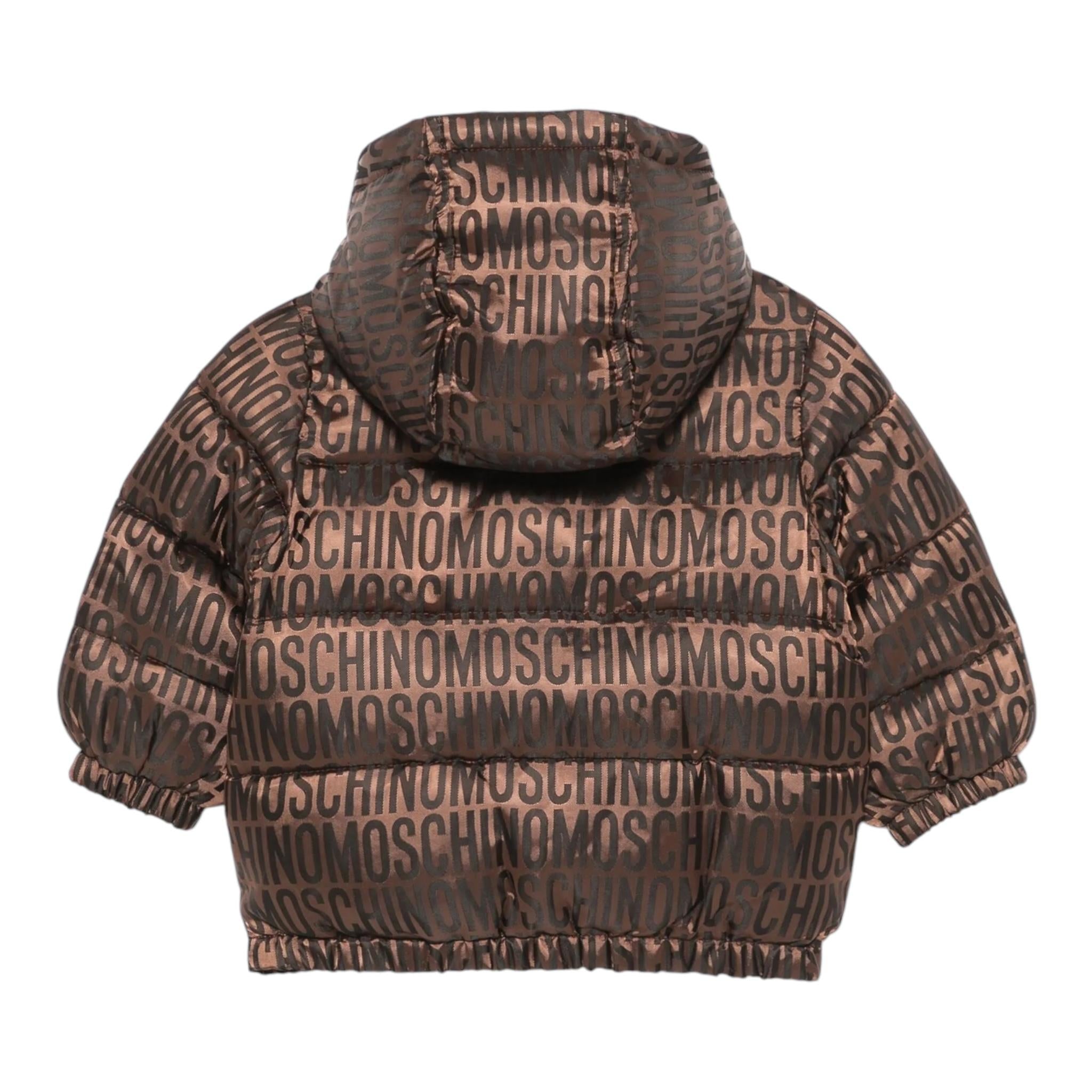 MOSCHINO giubbino tinta unita con cappuccio stampe logo Marrone per Bambino MUS02O MARRONE MOSCHINO 