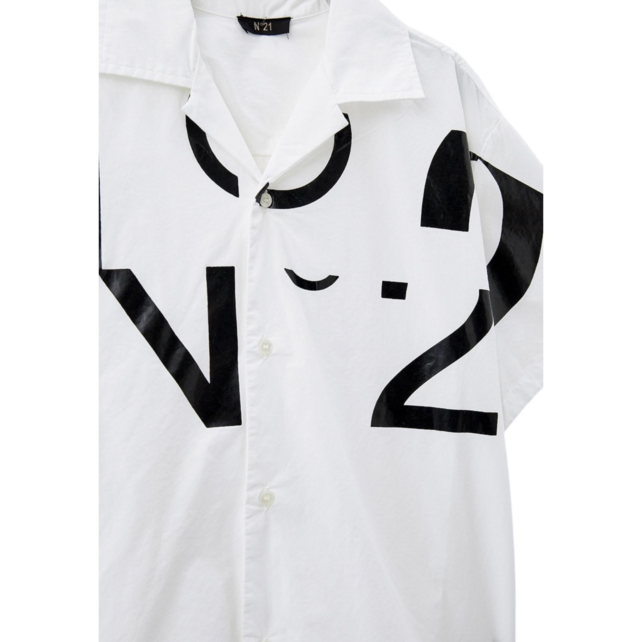N°21 Camicia Mezza Manica tinta unita Cn Stampa Bianco per Bambino N21634 BIANCO N°21 