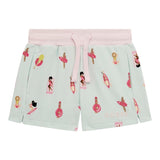 Guess Short Tinta Unita In Tuta Con Fantasia Verde Acqua Per Neonata