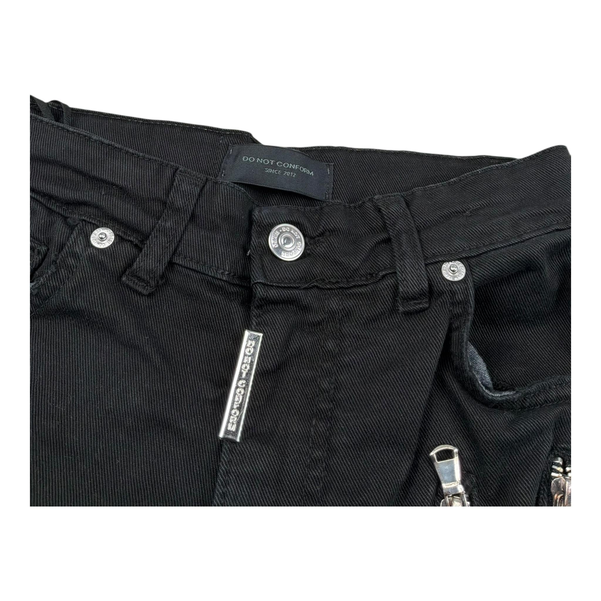 Do Not Conform Bermuda In Denim Tinta Unita con Girovita Regolabile per Bambino TAN007 NERO DO NOT CONFORM 