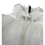 Nunzia Corinna Abito Giromanica tinta unita con Tulle Bianco per Neonata NB2014419 BIANCO NUNZIA CORINNA 