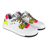 Aniye By Girl Sneakers Tinta Unita Con Fantasia Maculata E Lacci Bianco Per Bambina