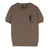Neil Barrett T-Shirt In Maglia Girocollo Tinta Unita Marrone Per Bambino