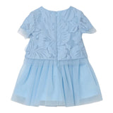 Mimisol – Schlichtes Kleid mit Stickerei und hellblauem Tüll für Neugeborene