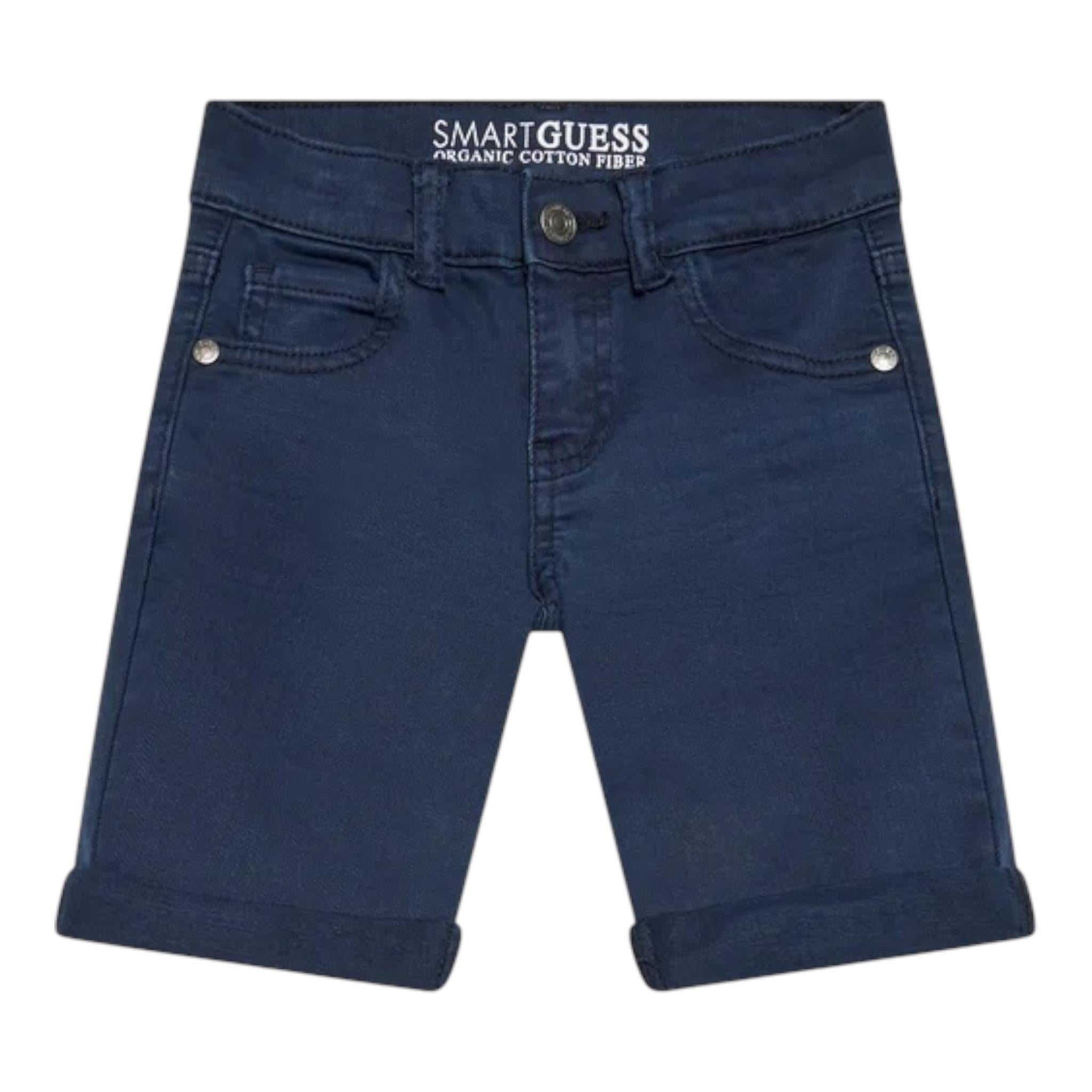 Guess Bermuda Tinta Unita con Girovita Regolabile per Neonato N1RD03WE620N BLU GUESS 