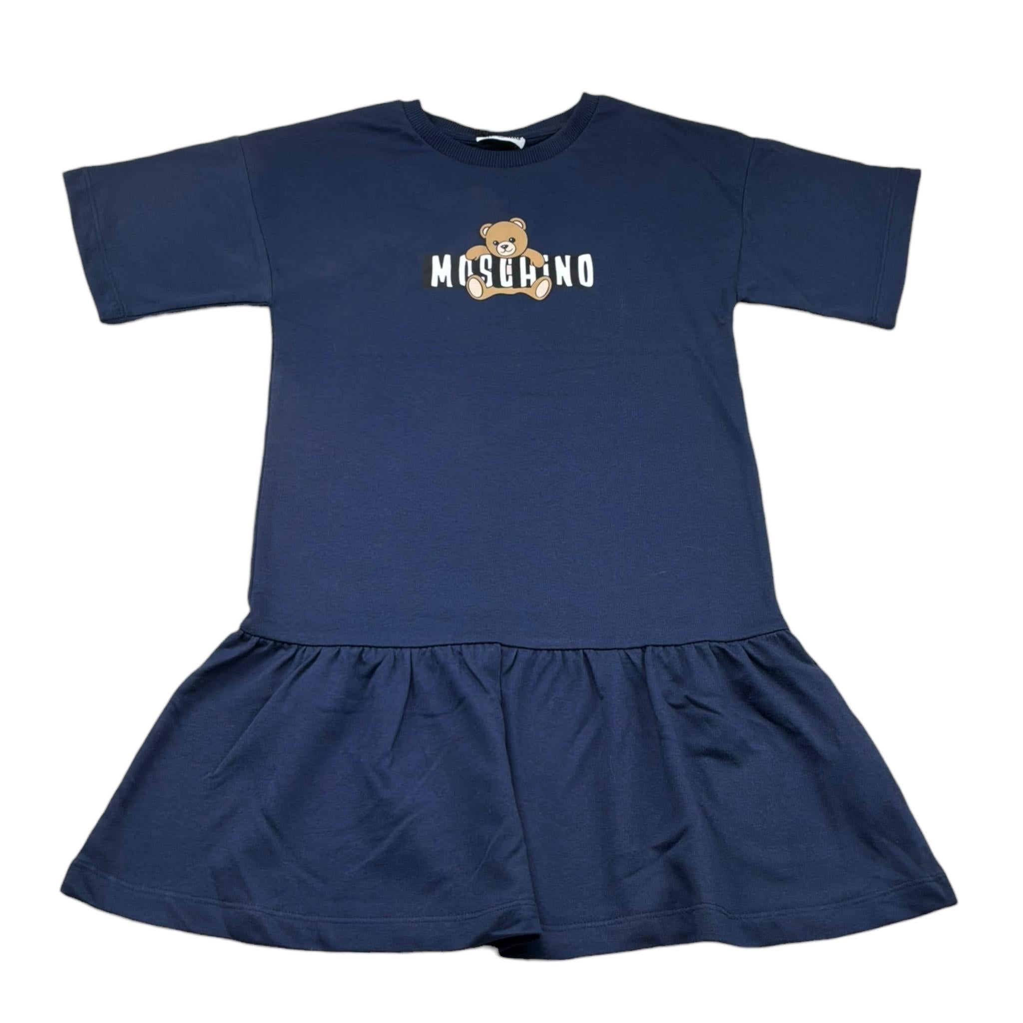 Moschino Abito Mezza Manica Tinta Unita con Stampa per Bambina HDV0HL BLU MOSCHINO 