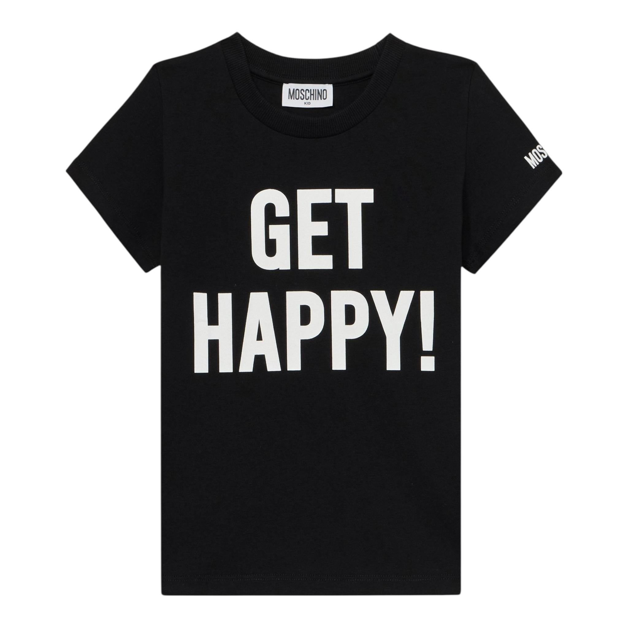 Moschino T-Shirt Girocollo Tinta Unita con Stampe per Bambino HDM06U NERO MOSCHINO 