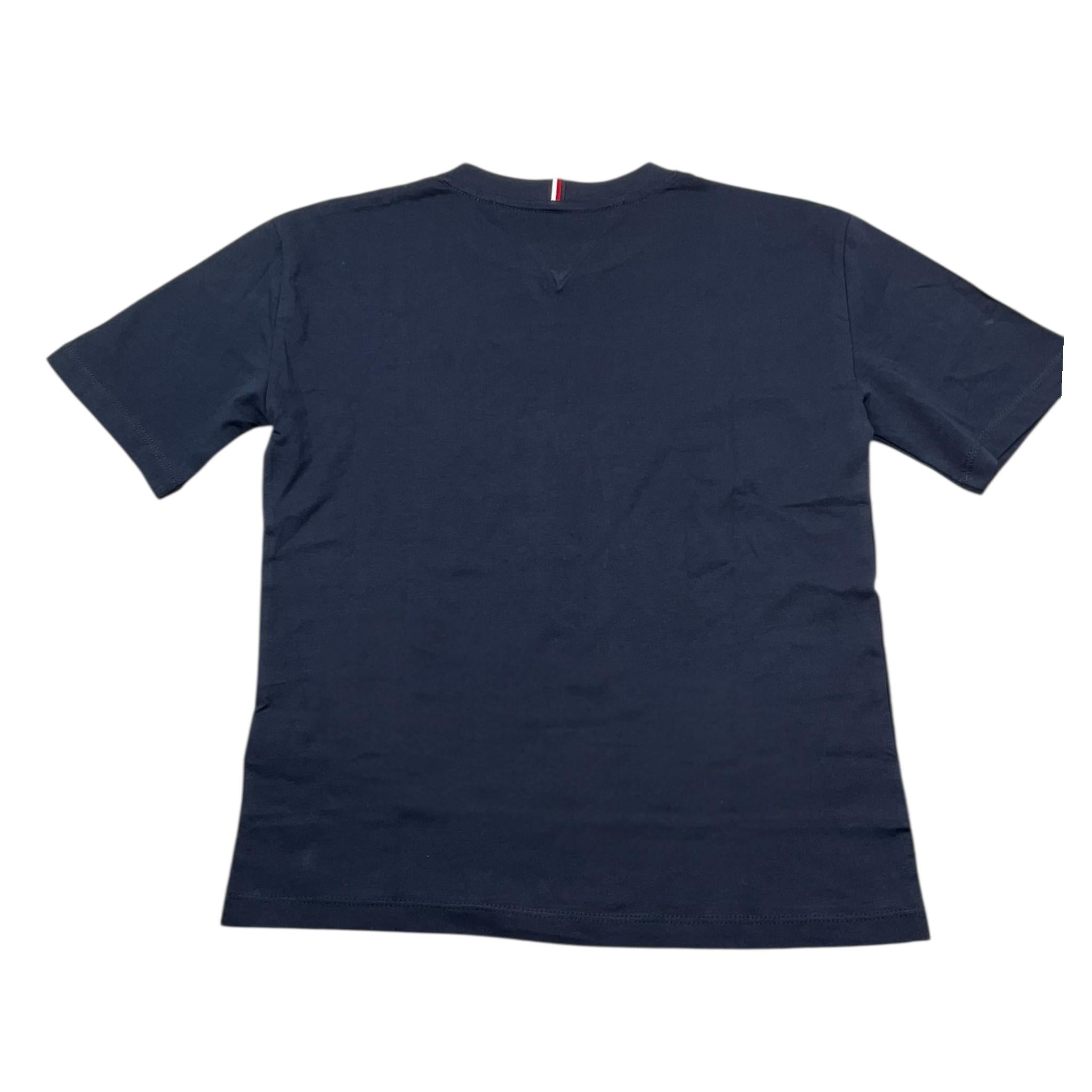 Tommy Hilfiger T-Shirt Girocollo Tinta Unita con Logo per Bambino KB0KB085755 BLU TOMMY HILFIGER 