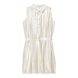 Michael Kors Abito Giromanica Tinta Unita con Bottoni per Bambina R30349 BEIGE MICHAEL KORS 