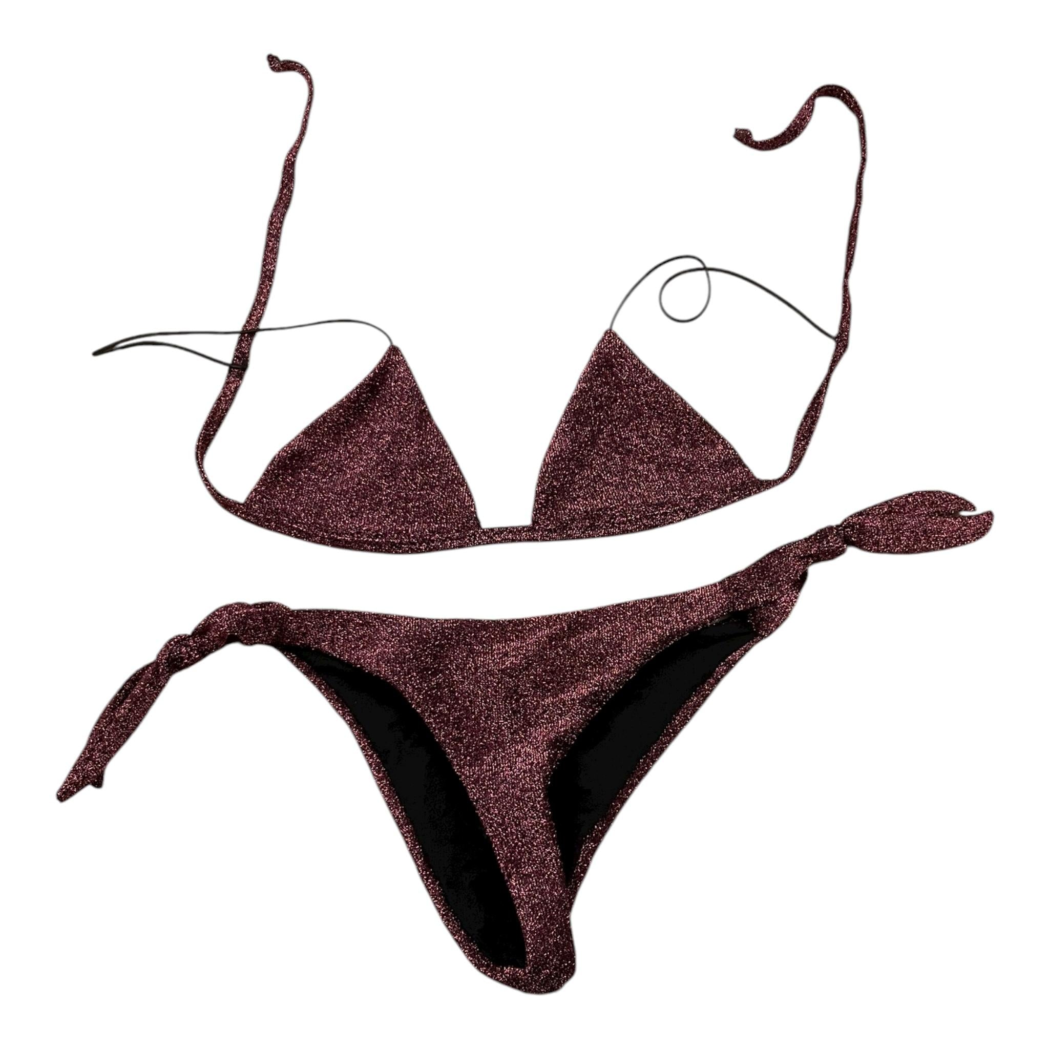 Plume Éthérée Costume 2 Pezzi Triangolo-Slip Tinta Unita per Bambina P09 VIOLA PLUME ÉTHÉRÉE 