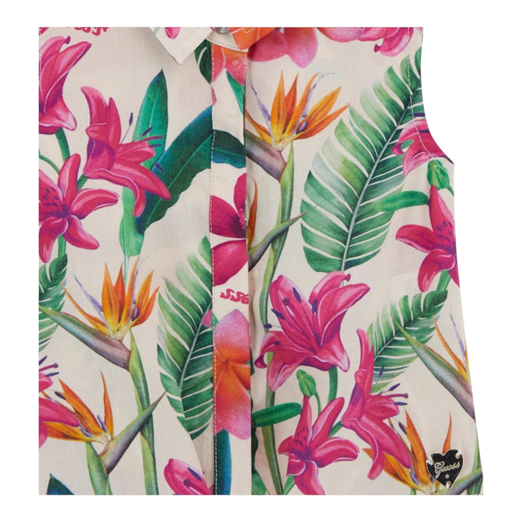 Guess Camicia Giromanica Tinta Unita con Stampa Fiori per Neonata K5GH00WG5S2 BEIGE GUESS 