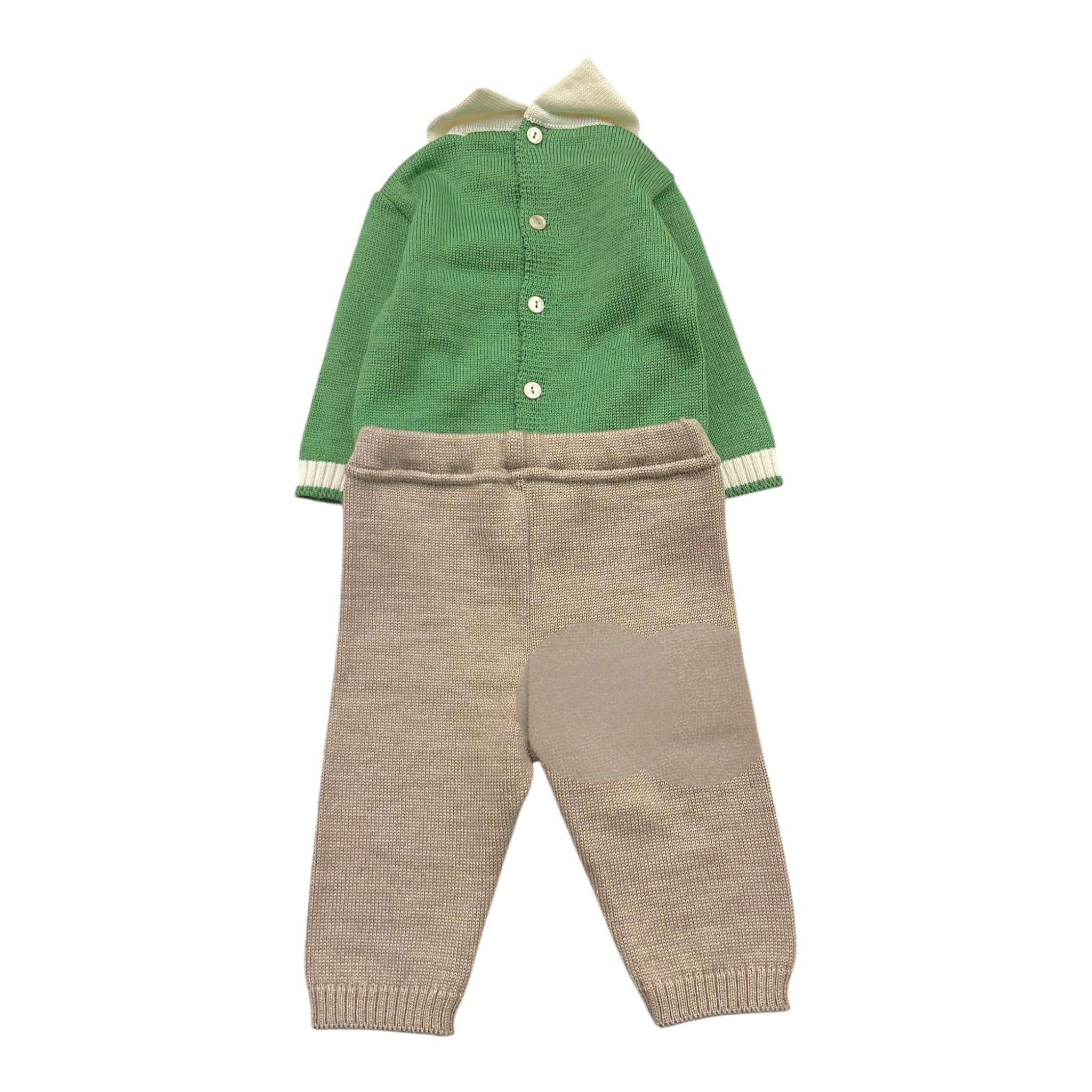 NINNAOH completo 2pz tricolore maglia-pantalone Verde per Neonato I24322CF VERDE NINNAOH 