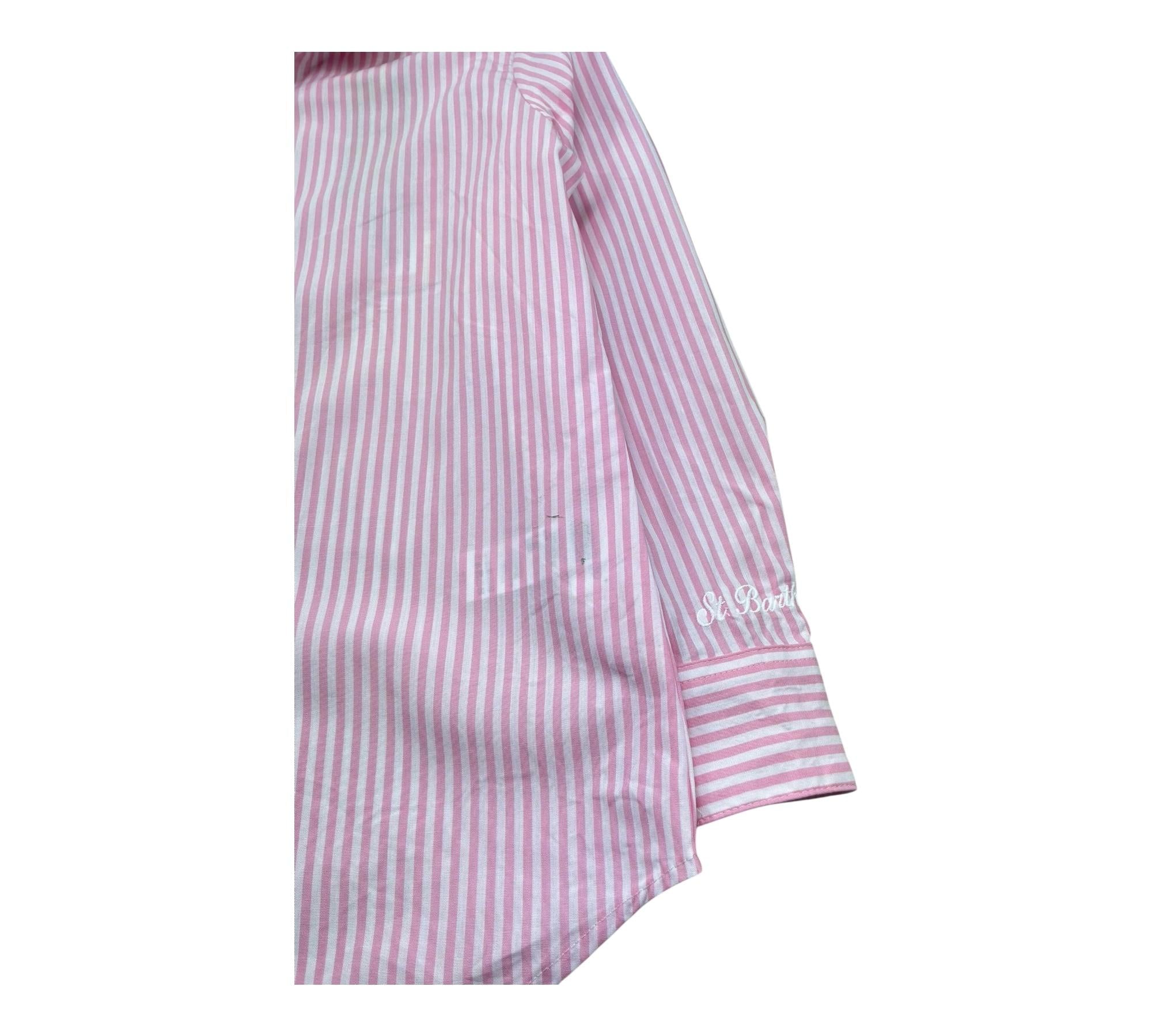 Saint Barth Camicia Bicolore con Fantasia A Righe per Bambina BRIG0033 BIANCO/ROSA SAINT BARTH 