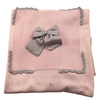 BABY LORD coperta tinta unita con ricami in contrasto Rosa per Neonata 104C ROSA BABY LORD 