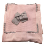 BABY LORD coperta tinta unita con ricami in contrasto Rosa per Neonata 104C ROSA BABY LORD 