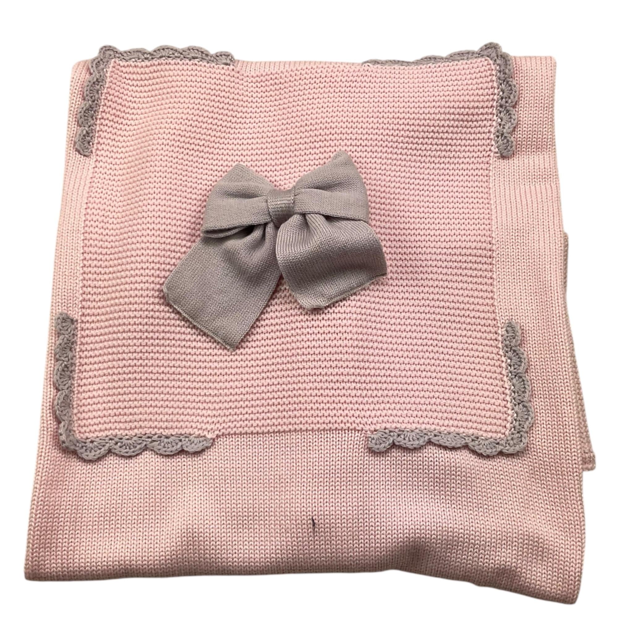 BABY LORD coperta tinta unita con ricami in contrasto Rosa per Neonata 104C ROSA BABY LORD 