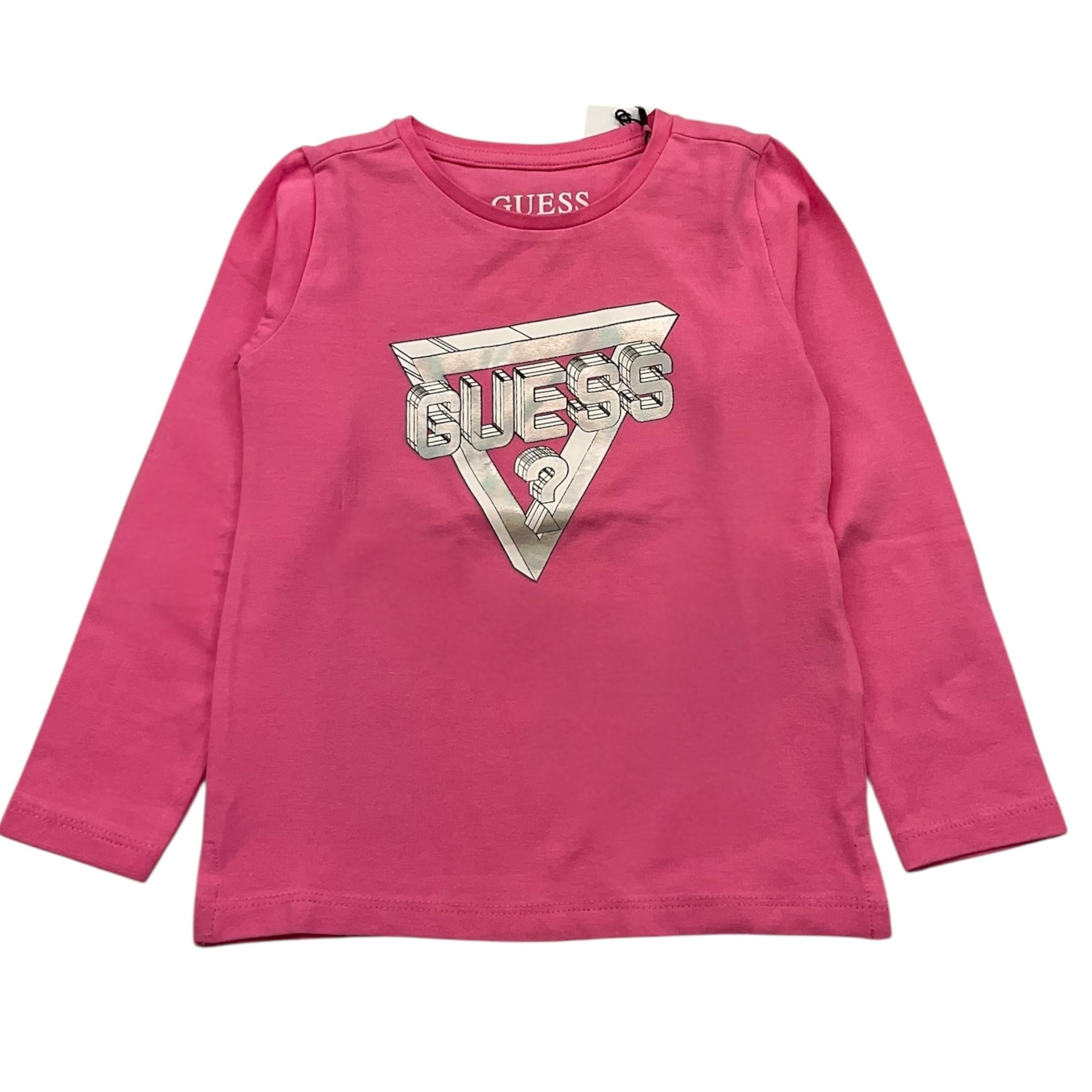 GUESS shirt gircollo tinta unita con logo Rosa per Neonata K2BI16J1311 ROSA GUESS 