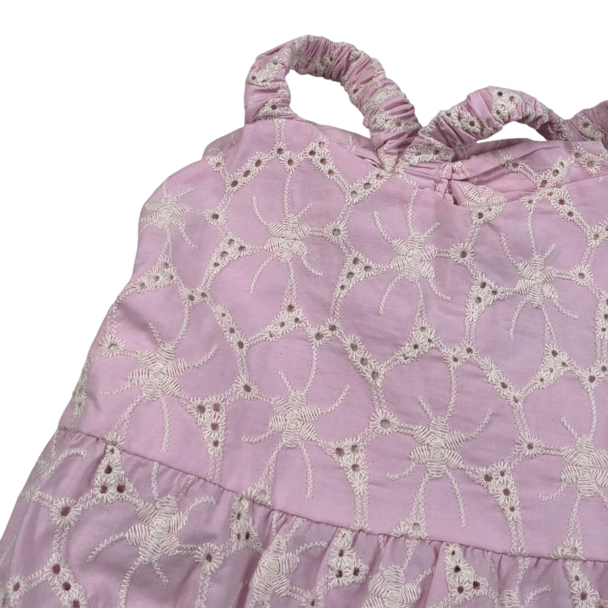 M+E' Abito tinta unita In Pizzo Sangallo Rosa per Bambina UE1784J ROSA M+E' 