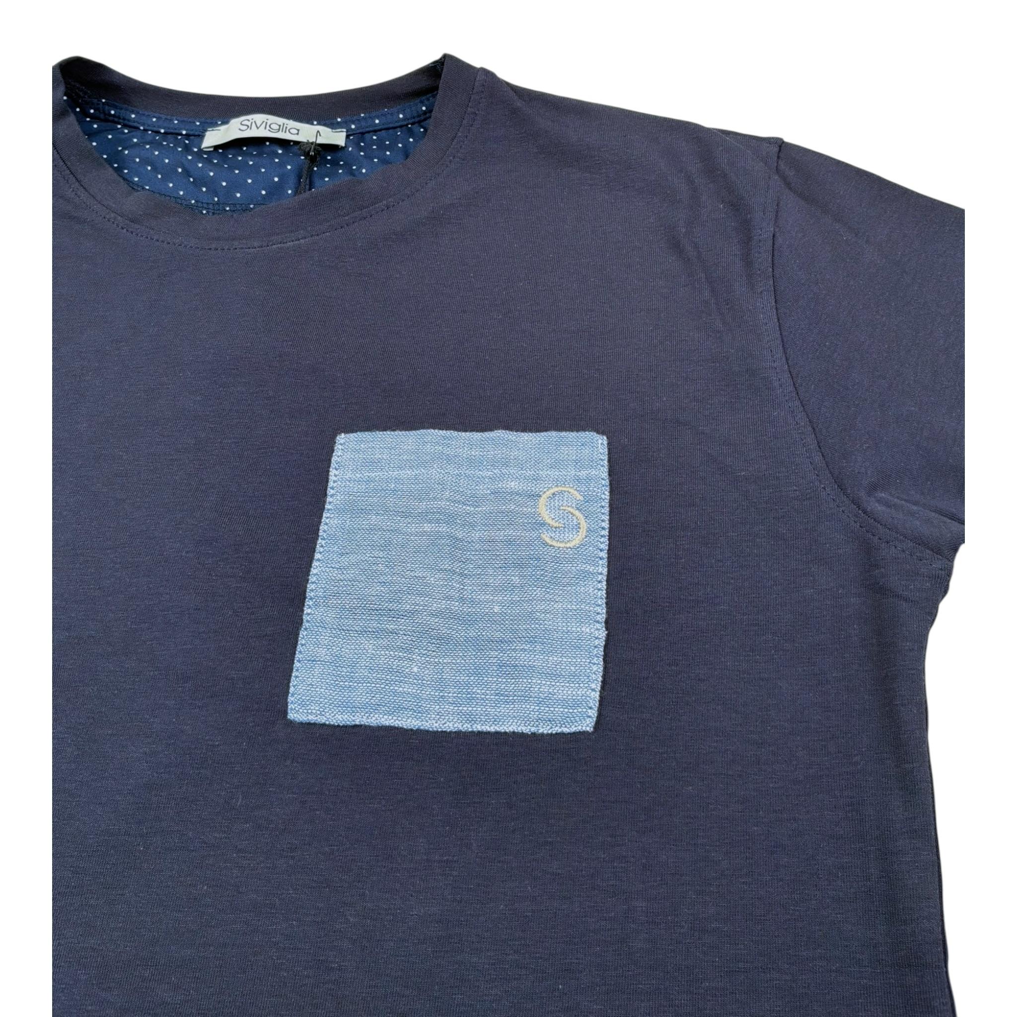 Siviglia T-Shirt Girocollo Tinta Unita con Taschino per Bambino SVJTS17210 BLU SIVIGLIA 