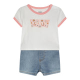 Levi'S Completo 2 Pezzi T-Shirt-Short Bianco Per Neonata