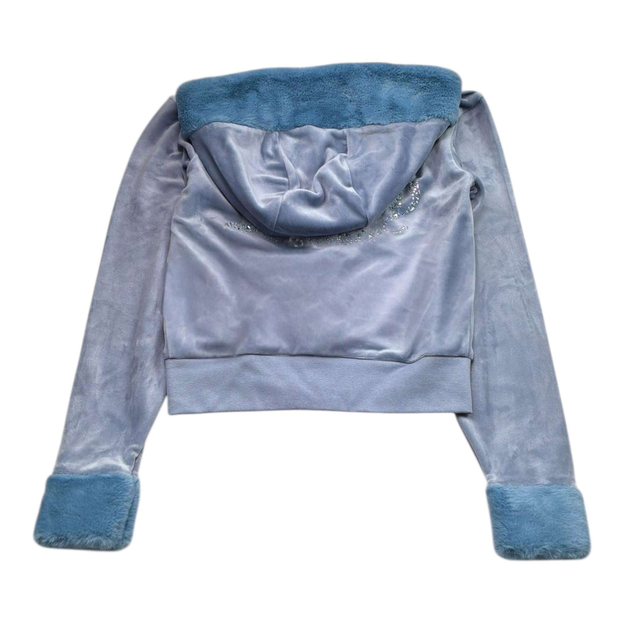 Juicy Couture Felpa Tinta Unita con Zip E Cappuccio per Bambina JBX6630 AZZURRO JUICY COUTURE 