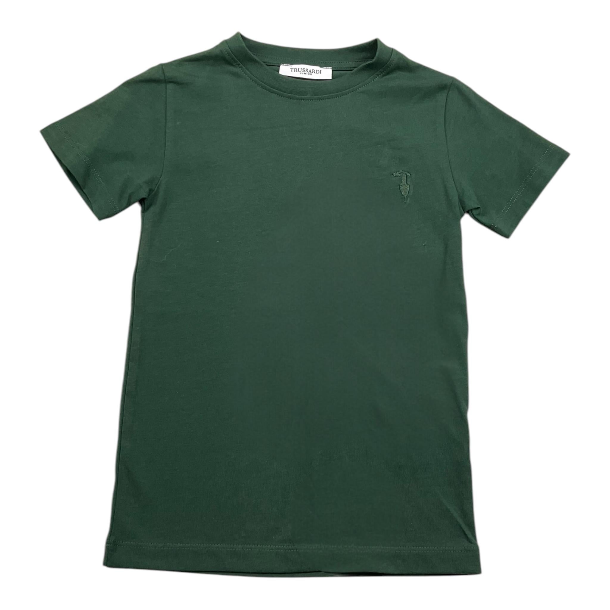 TRUSSARDI t-shirt girocoll tinta unita con stampa in contrasto Verde per Bambino TBA25081TS VERDE TRUSSARDI 