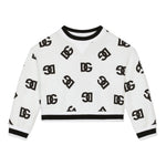 DOLCE & GABBANA felpa tinta unita girocollo con stampa logata Bianco per Bambina L5JW7K BIANCO DOLCE & GABBANA 