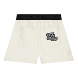 Karl Lagerfeld Short Tinta Unita In Ecopelle Con Elastico In Vita Logato Panna Per Bambina