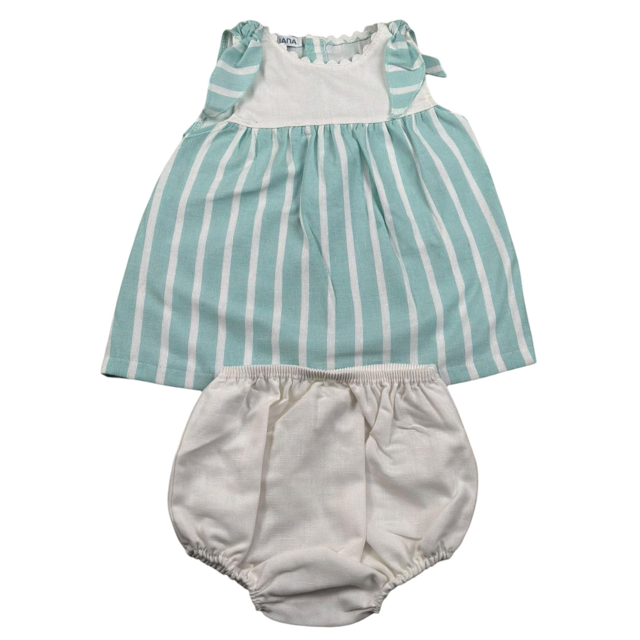 Juliana Abito Giromanica Fantasia A Righe con Culotte per Neonata 25149 VERDE ACQUA JULIANA 