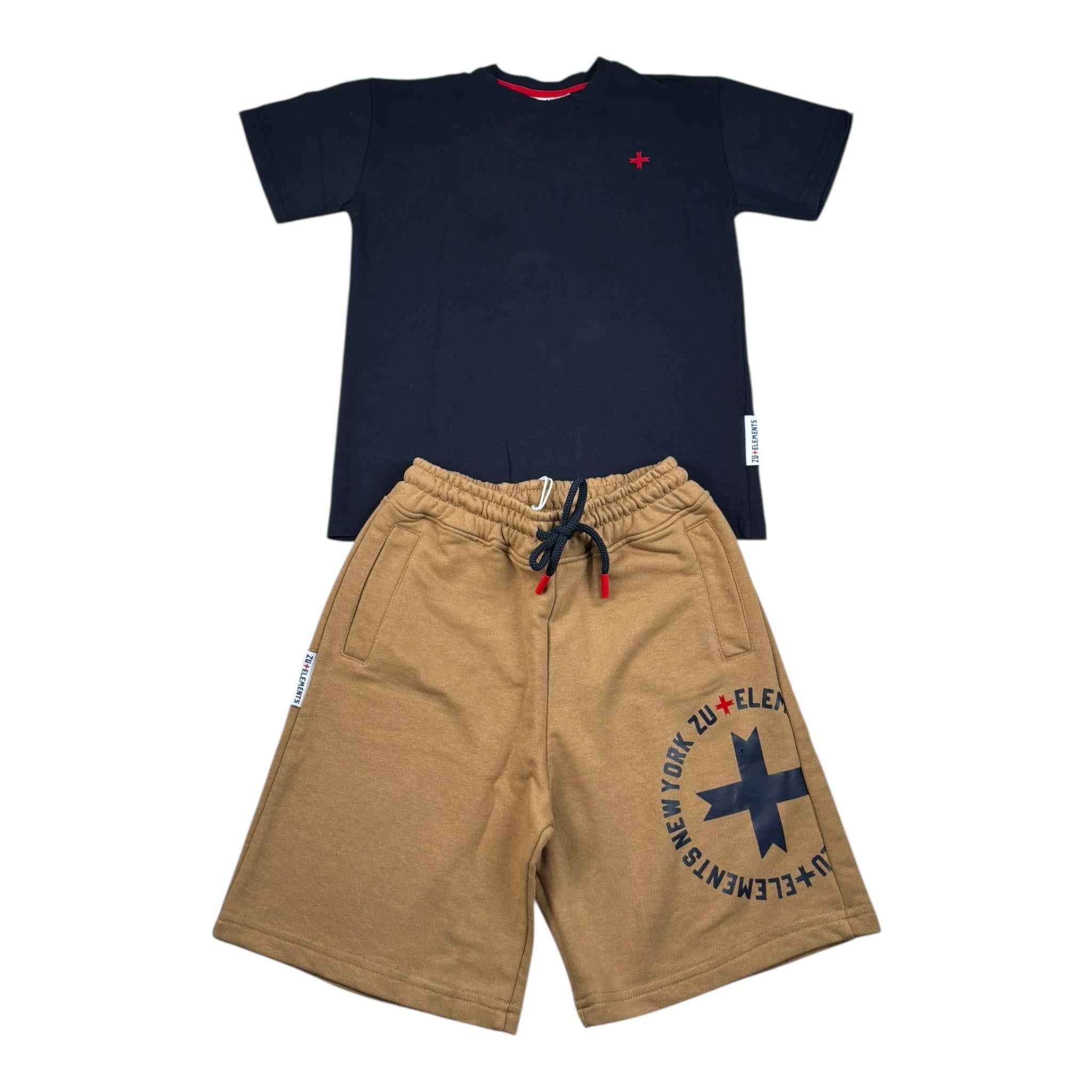 Zu+Elements Completo 2 Pezzi T-Shirt - Bermuda Bicolore per Bambino ZU1738 BLU ZU+ELEMENTS 