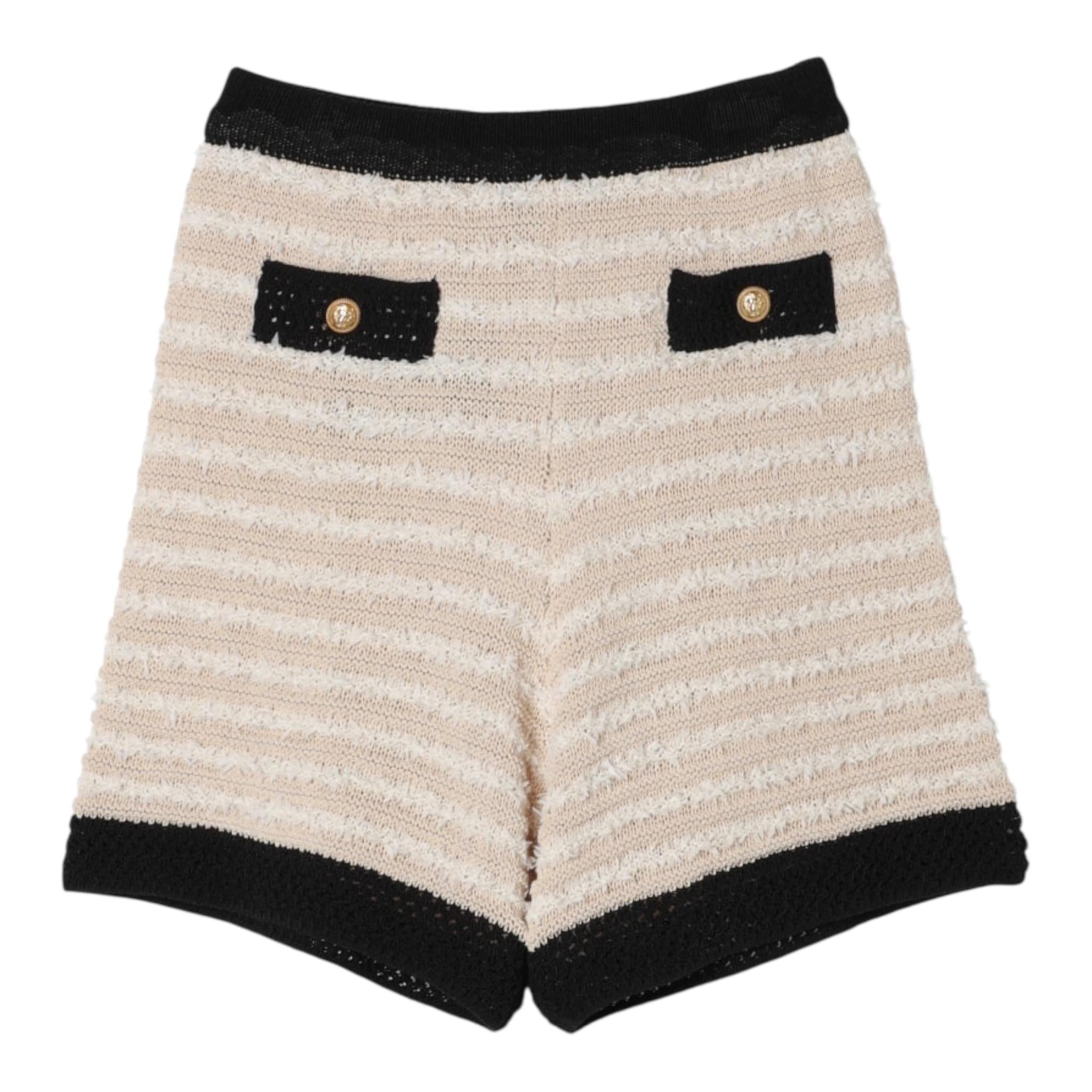 Balmain Short tinta unita con Profili In Contrasto Beige per Bambina BU6A49 BEIGE BALMAIN 