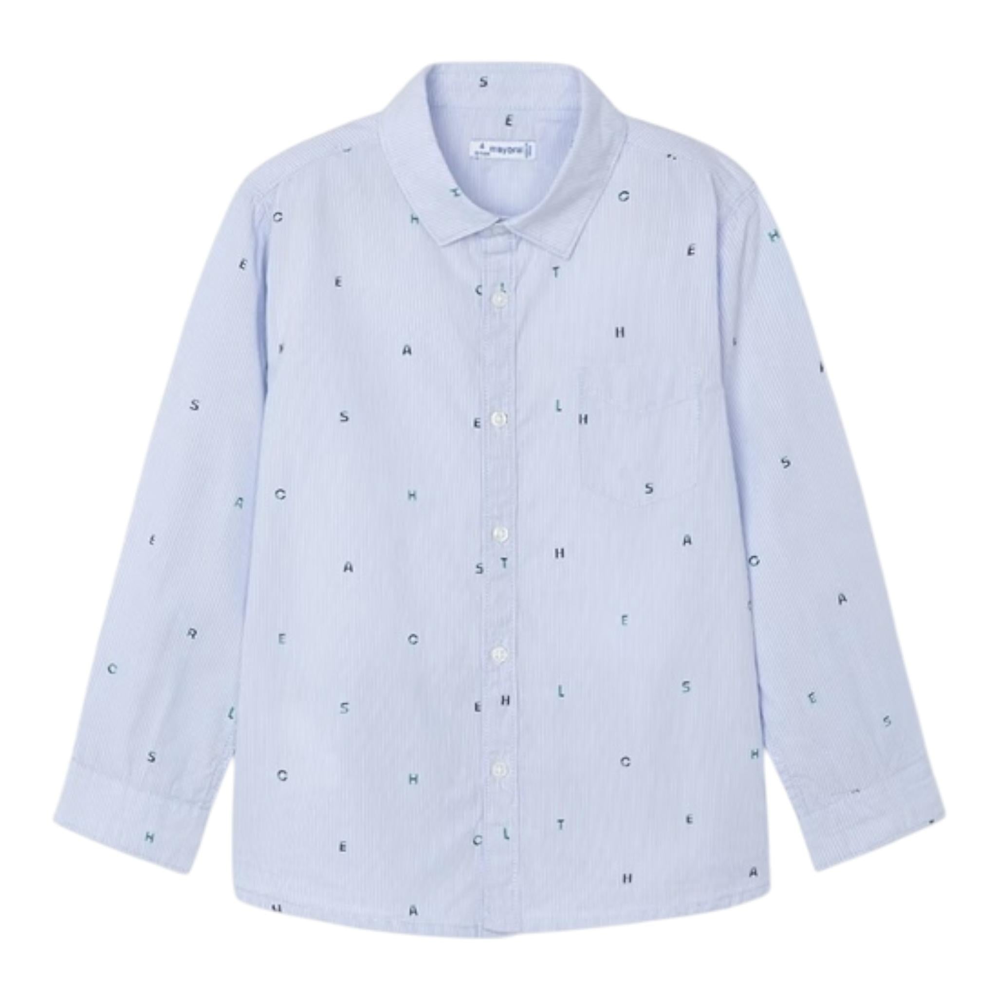 MAYORAL camicia manica lunga tinta unita con stampa Azzurro per Bambino 4110 AZZURRO MAYORAL 