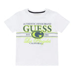 Guess T-Shirt Girocollo Tinta Unita con Stampe per Bambino N5RI23K8HM4X BIANCO GUESS 