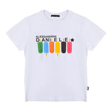 Daniele Alessandrini Einfarbiges Rundhals-T-Shirt mit weißem Logo-Print für Kinder