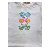 Please T-Shirt Girocollo Tinta Unita Con Stampa In Contrasto Bianco Per Neonata